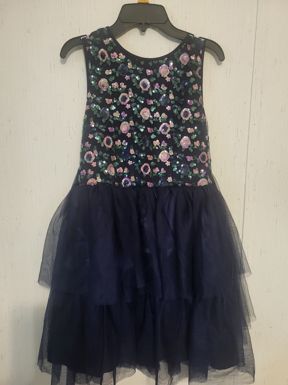 Girls Excellent Condition Navy Tulle And Sequin Dress Size 14 Brand Lilt